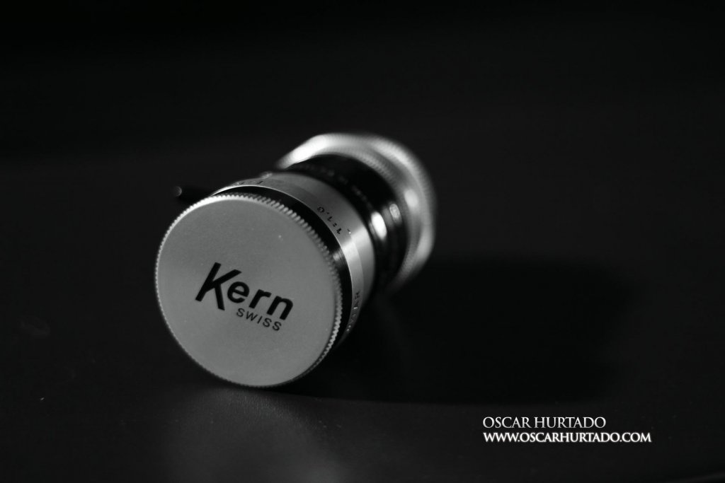 Kern Switar 10mm f1.6 preset C-mount lens from the front