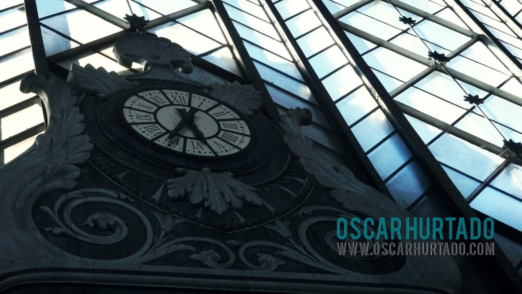 Detail view of an antique clock found in Atocha Station of Madrid Spain