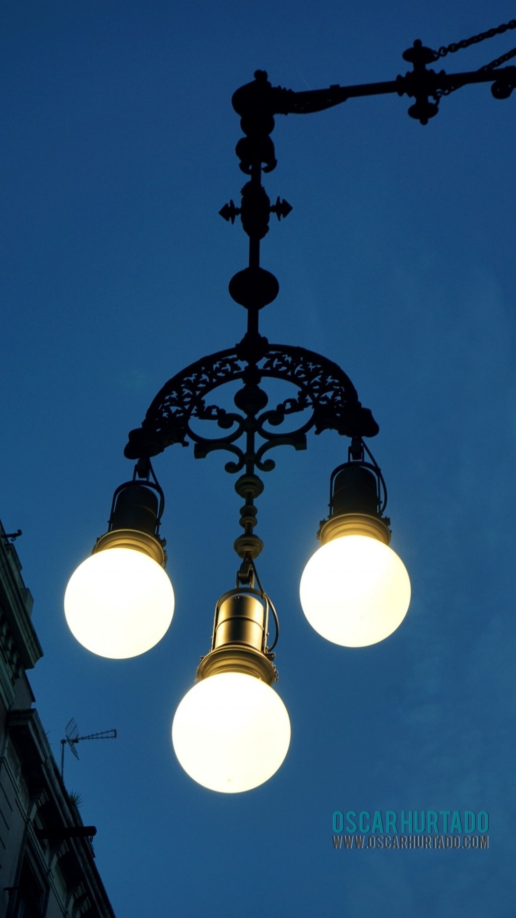 A very iconic and picturesque lamp found in the streets of Gothic Quarter in the city of Barcelona Spain