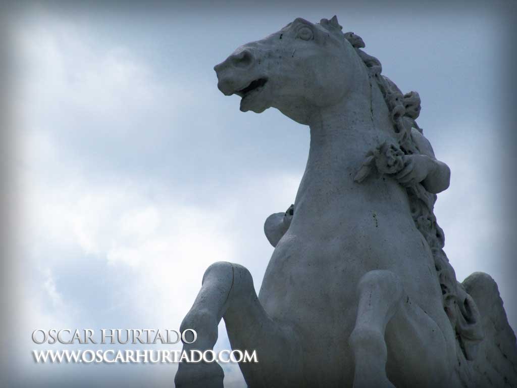Part of the equestrian statue of Louis XV on Place de la Concorde