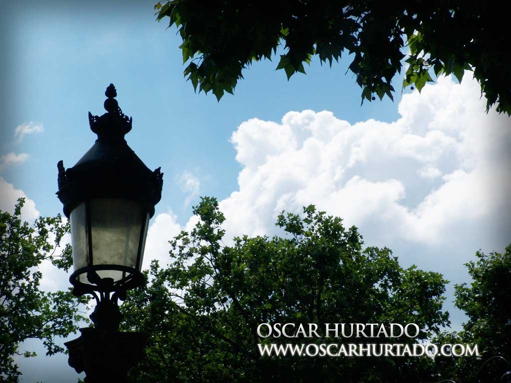 Beautiful antique street lamp found in a garden in Paris