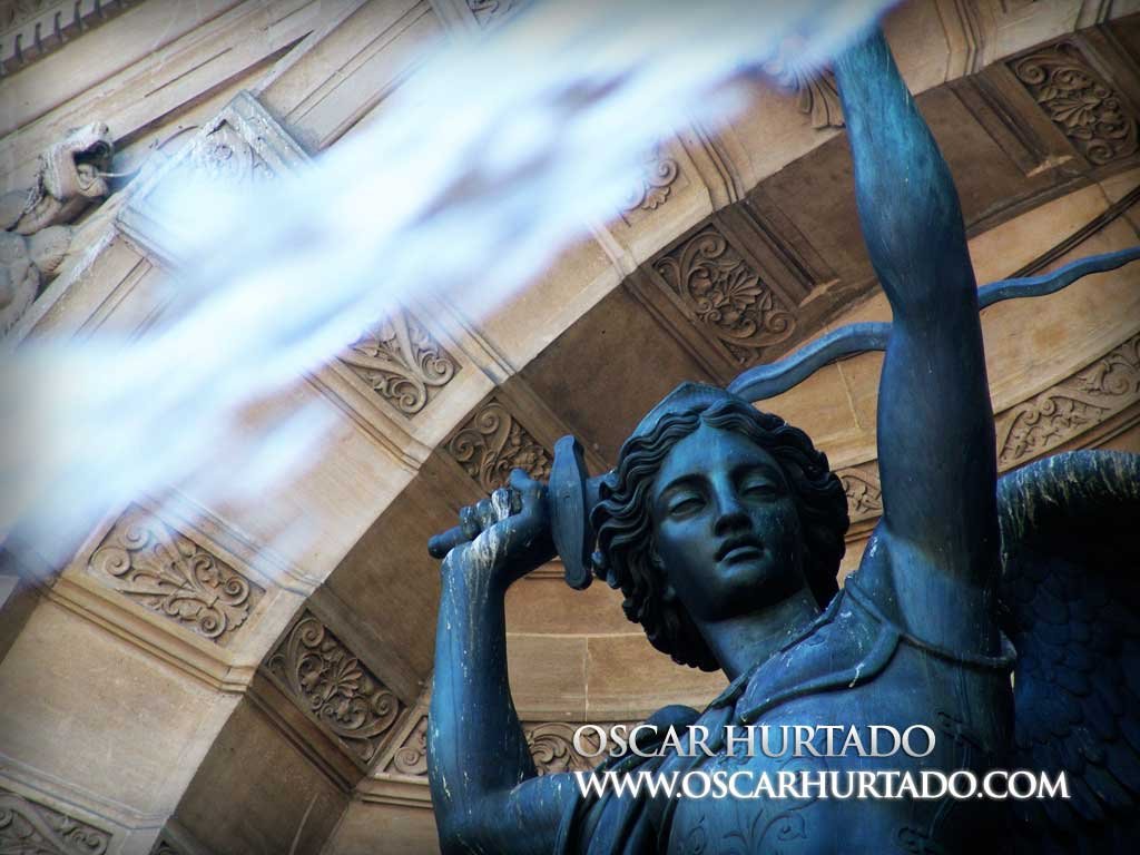The majestic St. Michel fountain statue located at the famous boulevard of the same name