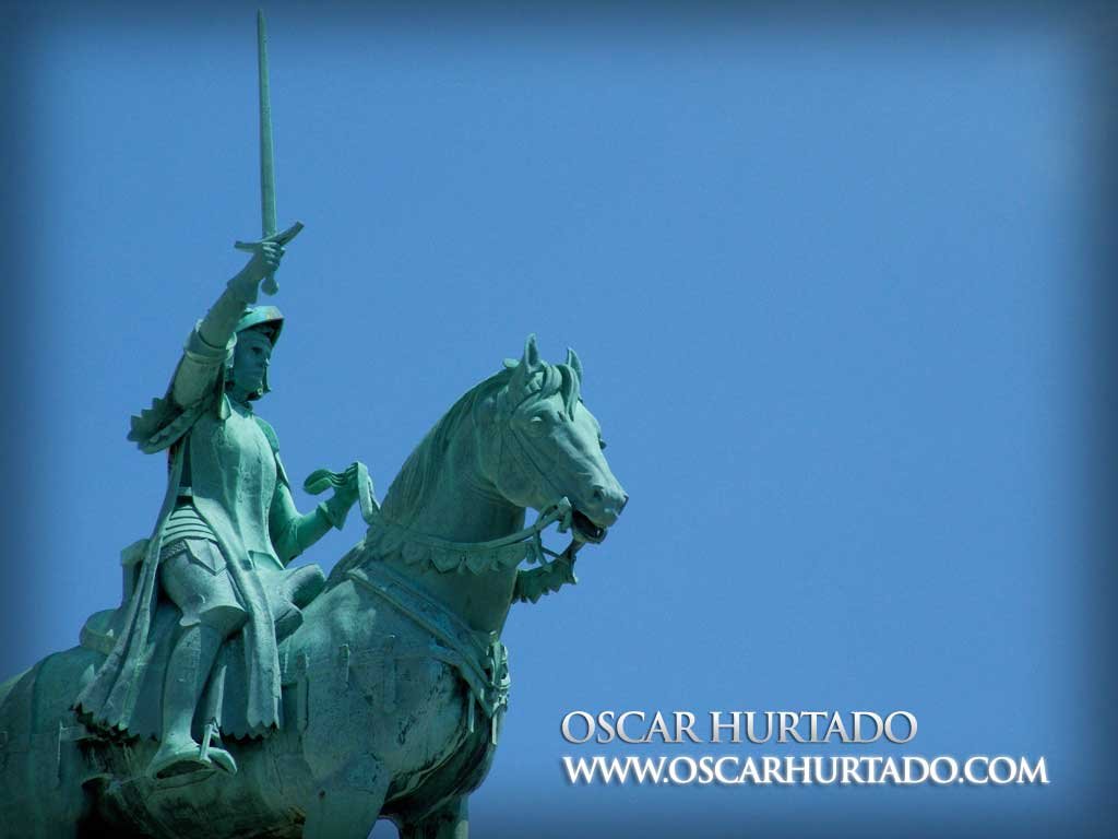 The Statue of Saint Joan of Arc on a Horse as seen outside the Basilica of the Sacré-Coeur of Montmartre