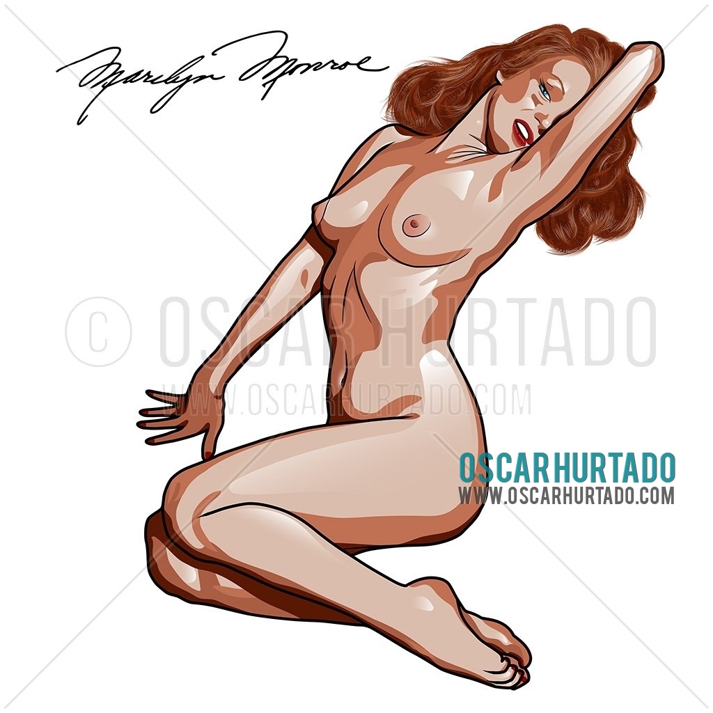Digital portrait of Marilyn Monroe as she appeared in the first issue of Playboy magazine 1953