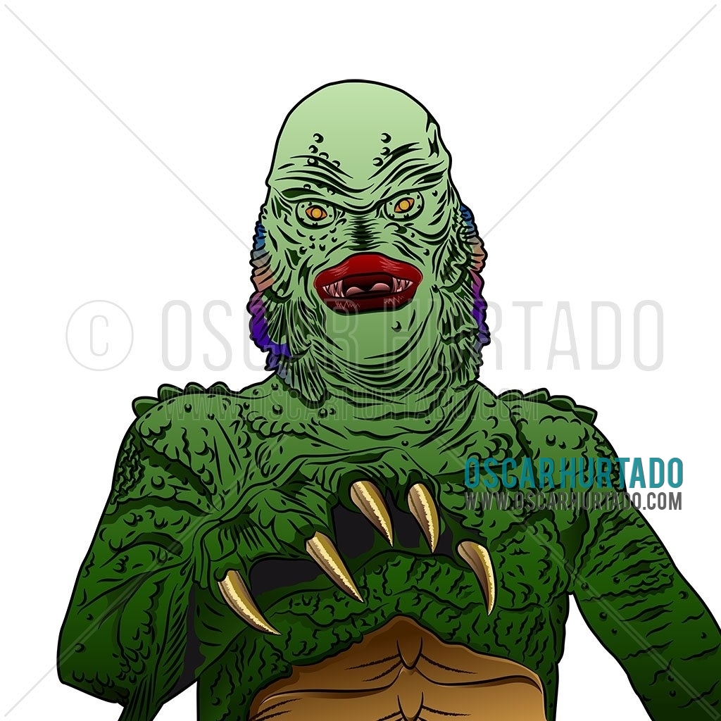 Digital drawing portraying the iconic character as seen in the horror classic film Creature from the Black Lagoon
