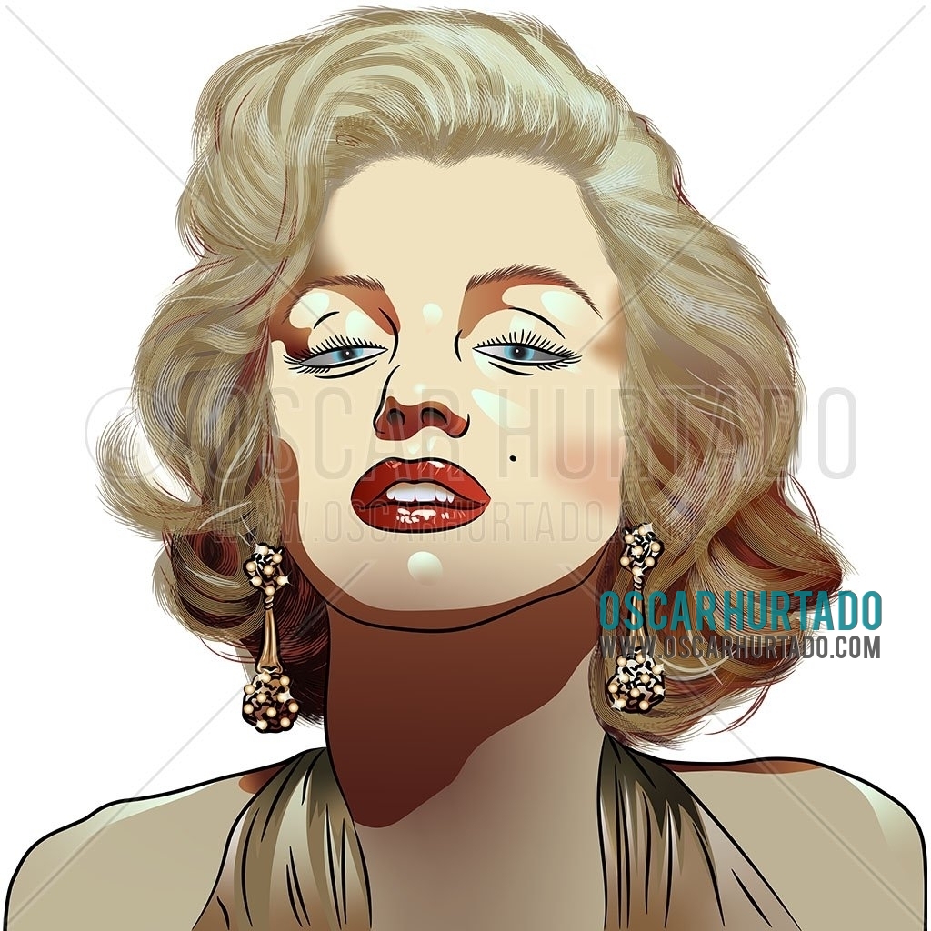Digital portrait of the beautiful Norma Jeane or most known by the name of Marilyn Monroe as seen in one of her most iconic photographs