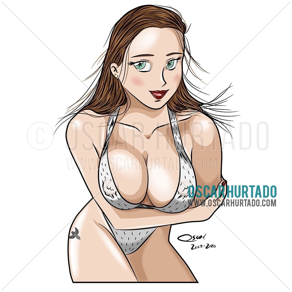 Digitally colored version of the sketch titled Jen's Spice from 2003