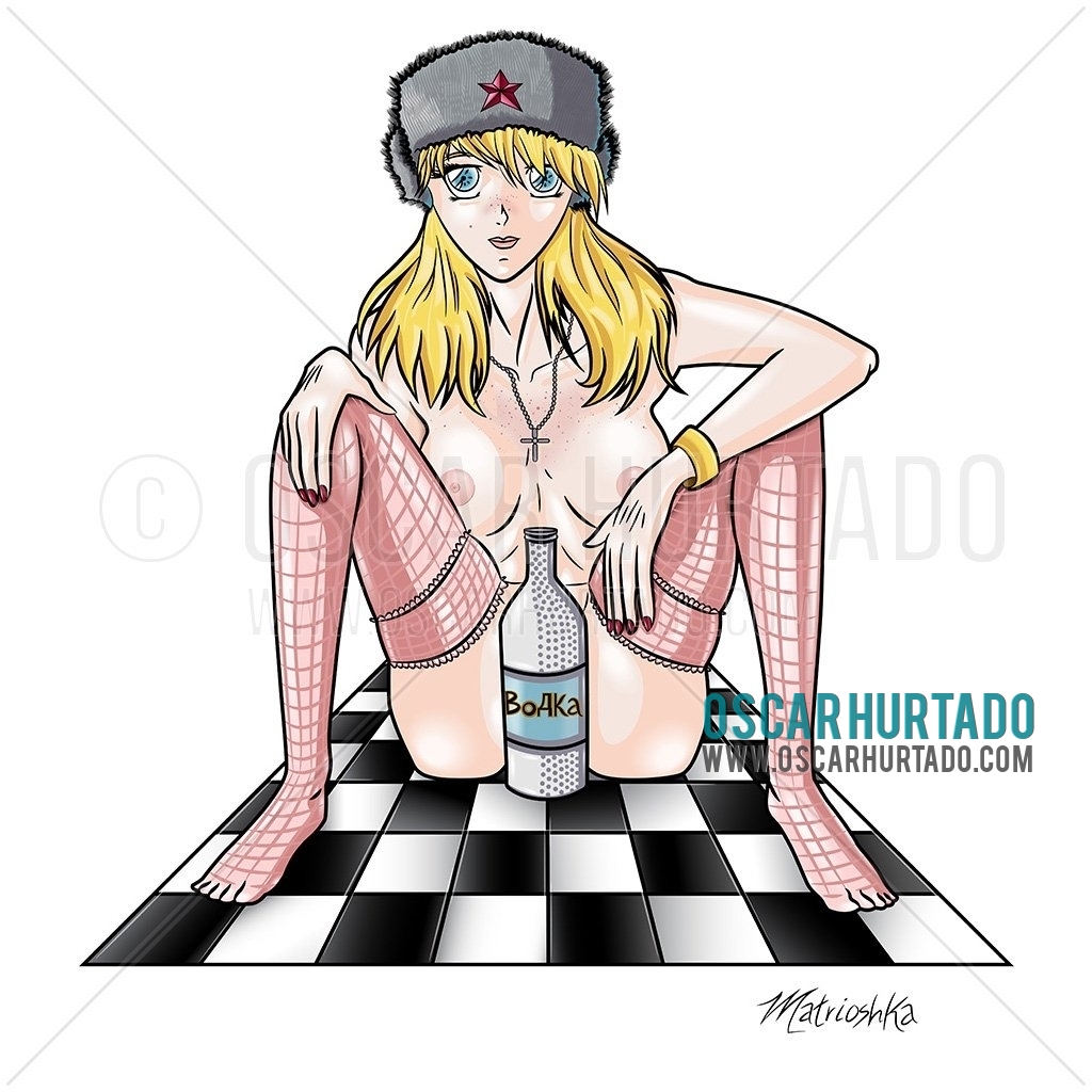 Digitally colored version of the marker drawing titled Matrioshka from 2013