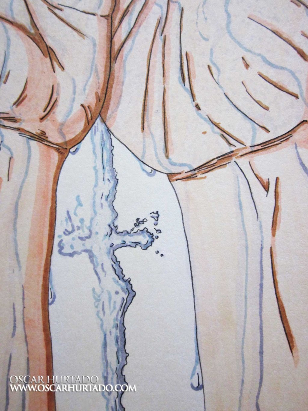 Closeup of the marker drawing titled The Day my Hands Cried