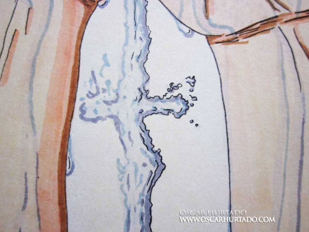 Detail view of the marker drawing titled The Day my Hands Cried