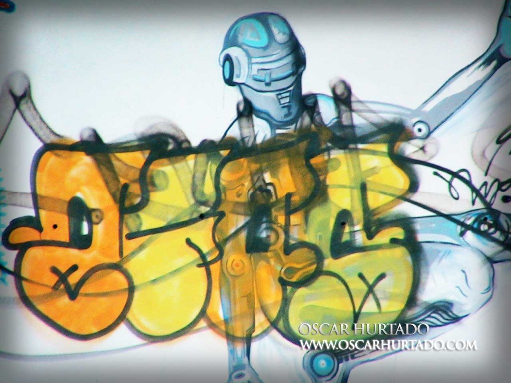 Graffiti found portraying a humanoid robot or a type of automaton