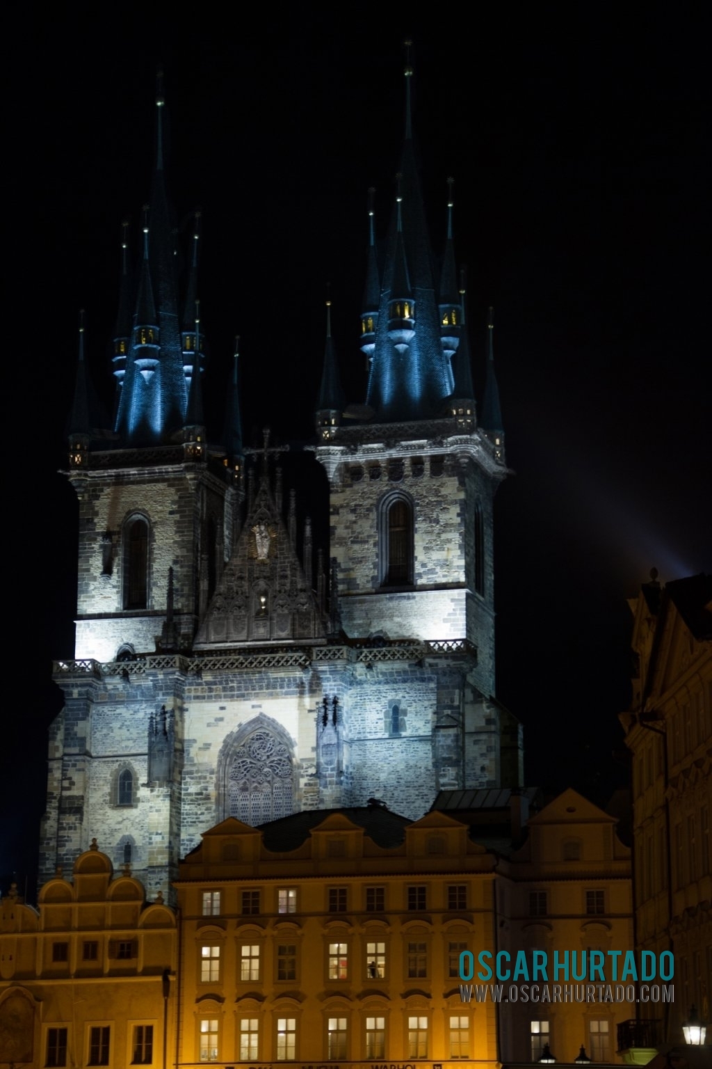 Beautiful view of the iconic Church of Our Lady Before Týn found in the center of Prague Czech Republic