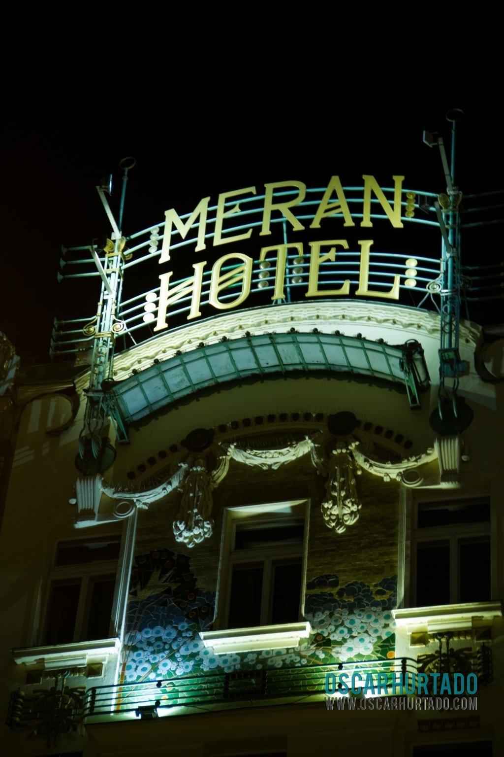 Another iconic roof sign found in the streets of Prague during nighttime