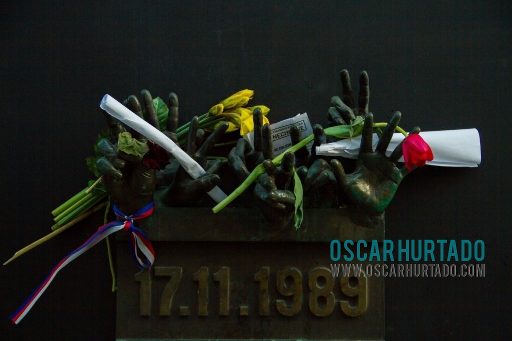 Street memorial of the Prague Velvet Revolution of 1989