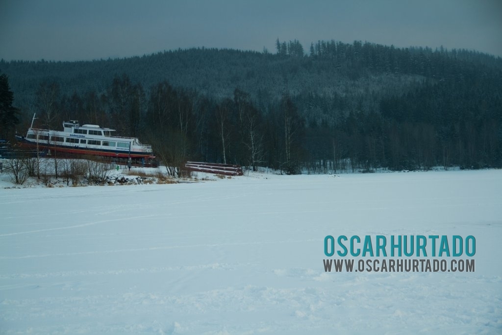 View of the boat deck at Lipno during the winter season