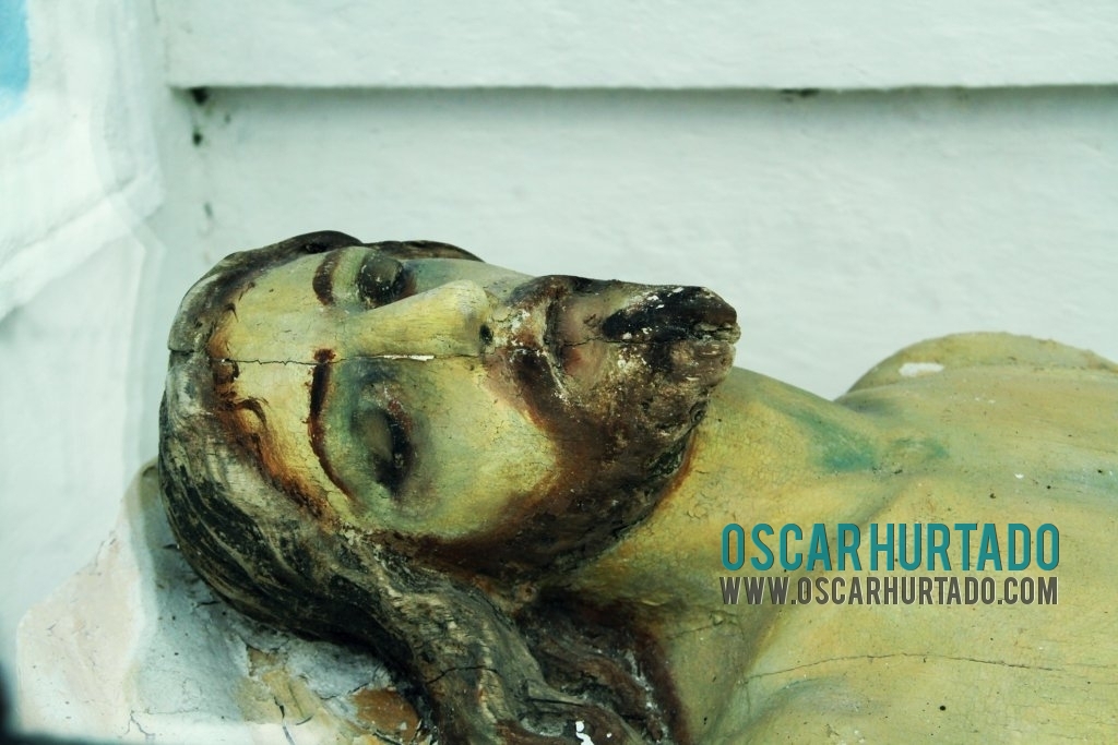 An antique wooden figure of the body of Christ present in the Chapel of Maria Rast am Stein