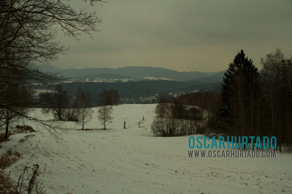 Beautiful view of the winter landscape surrounding the town of Vyšší­ Brod