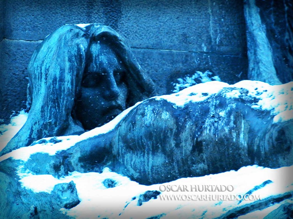 The sculpture of a fallen woman found as part of the figures present in the Palackého náměstí­ monument