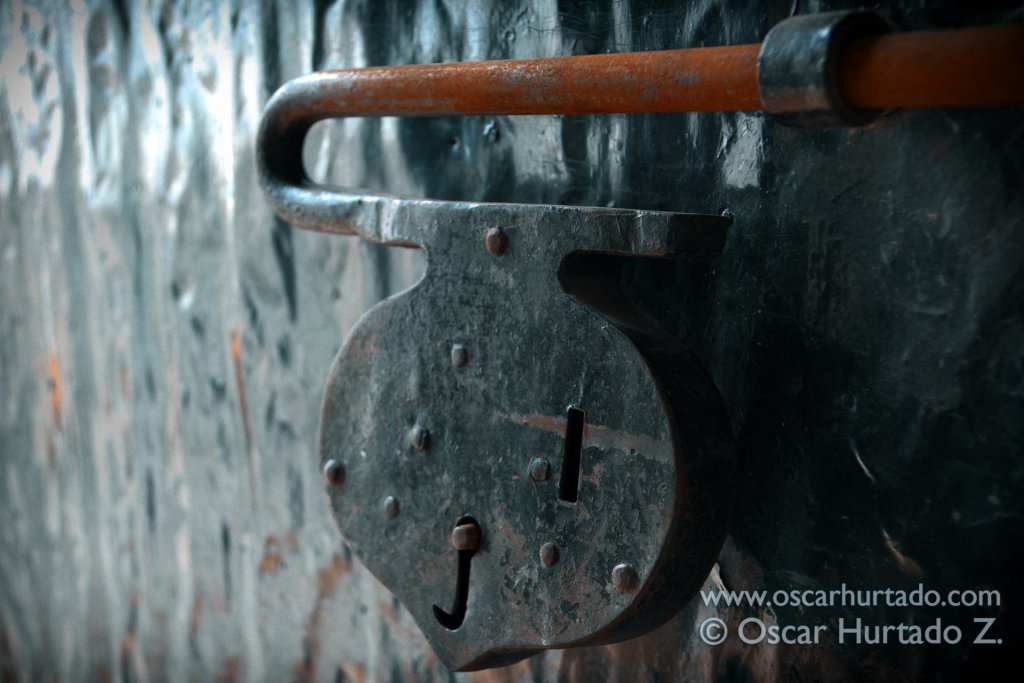Close up of an antique colonial door lock found at the entrance of an old home