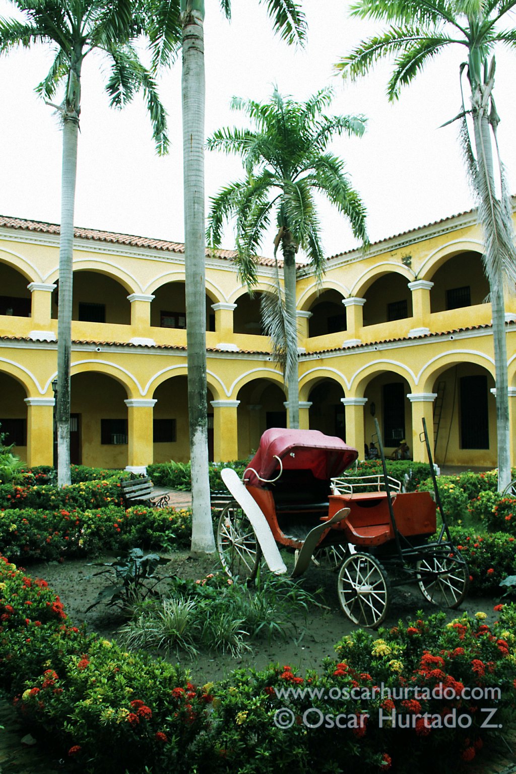 The interior garden of the historical San Carlos convent that now serves as the Town Hall of Mompox, Bolivar