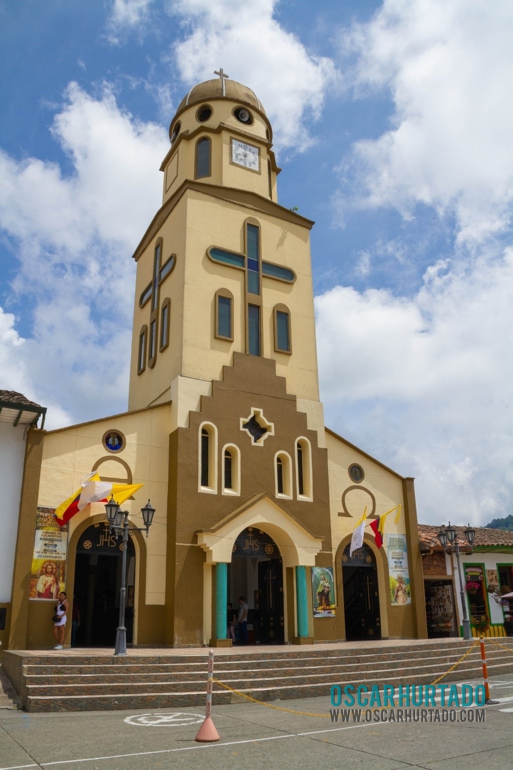 The beautiful Our Lady of Carmen church found by the main square of Salento, Quindío