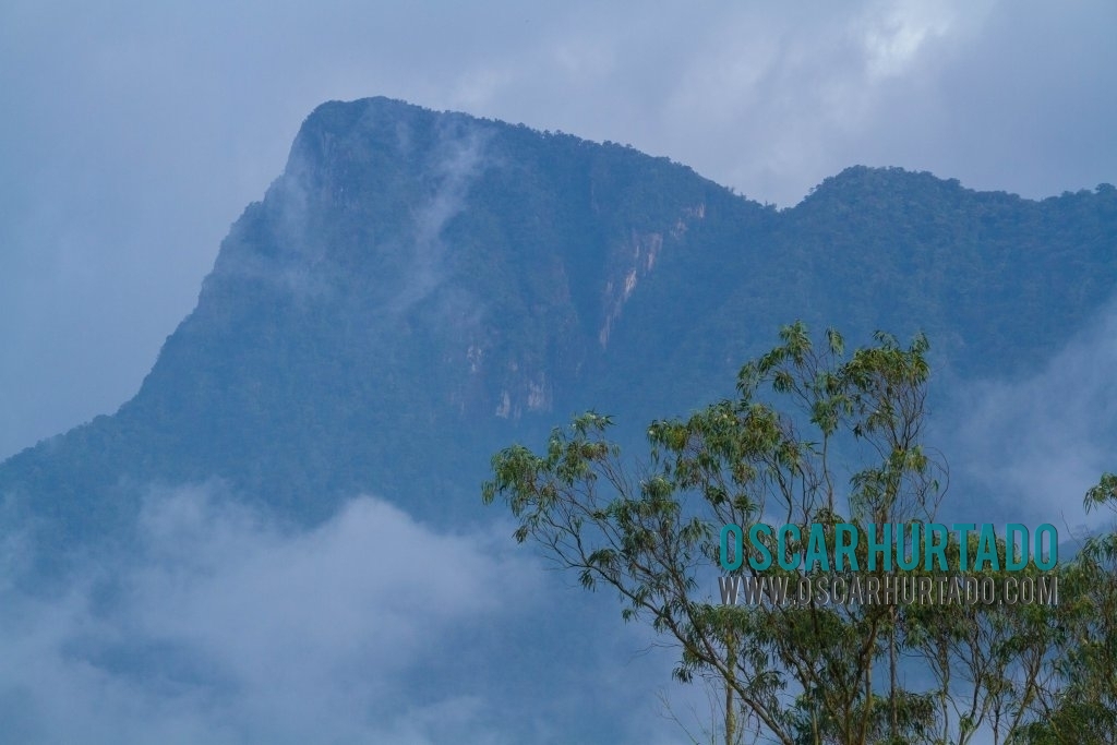 Beautiful wide view of the iconic Morrogacho Peak as seen from the Cocora Valley