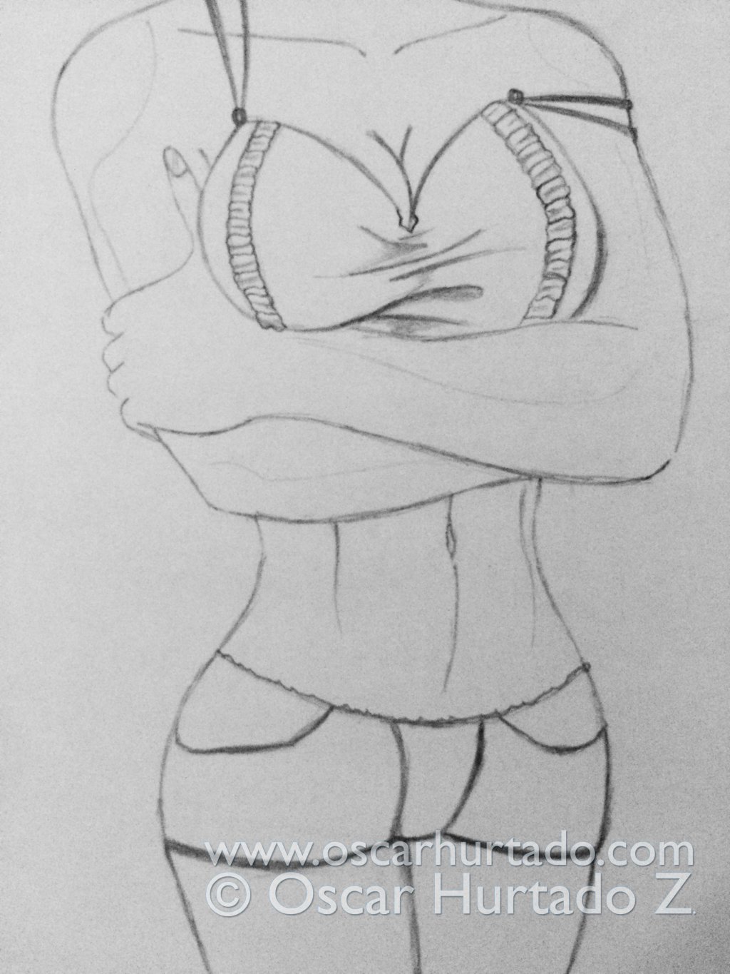 Bottom section of the pencil drawing titled Tough Cutie