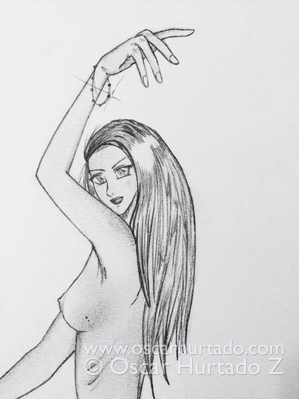 Top section of the pencil drawing titled La Danseuse