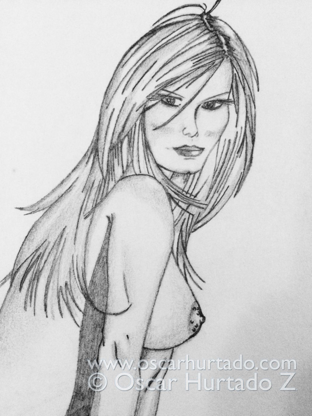 Top section of the pencil drawing titled Blondie