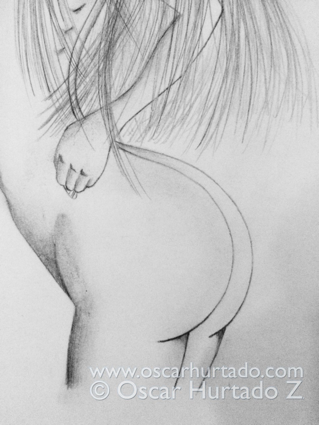 Bottom section of the pencil drawing titled La Plastique